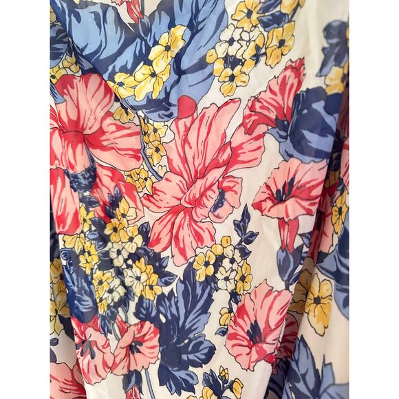 Max Studios Womens 3X Floral Top w/ Open Slit Sleeves and Shirred Waistband - Picture 7 of 10